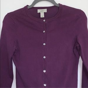 LOFT Cardigan Sweater in Purple Size XSP